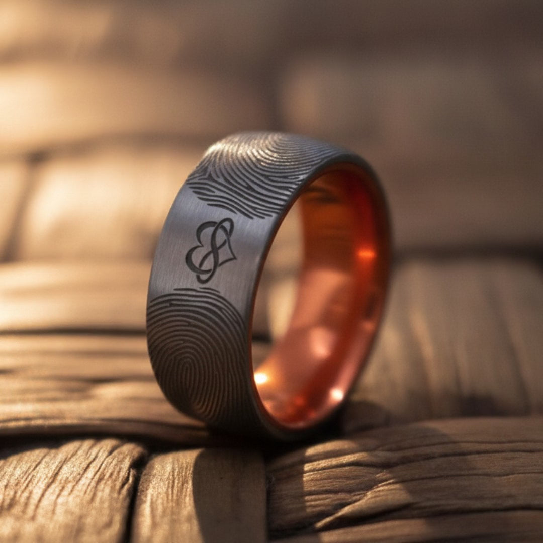 Fingerprint Ring | Mens Wedding Band, Couple Wedding Ring, Memorial Ring — cinematic product Reel
