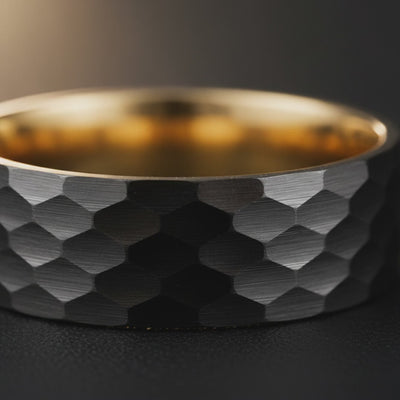KNOX | Gold Tungsten Ring with Black Hammered Center — cinematic product Reel