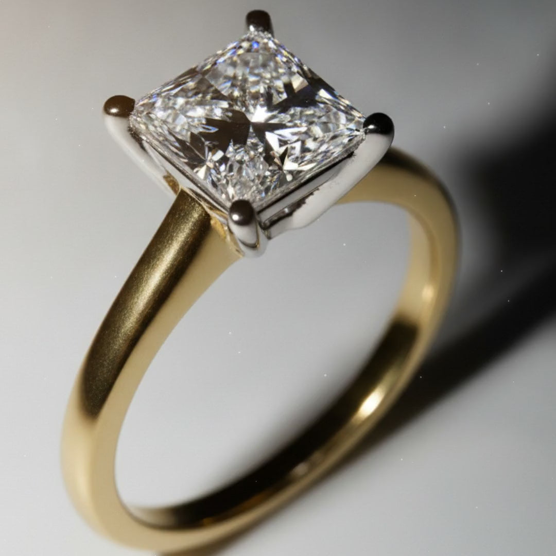 3 Carat Princess Lab Grown Diamond Engagement Ring | 10K Two-Tone Gold — cinematic product Reel