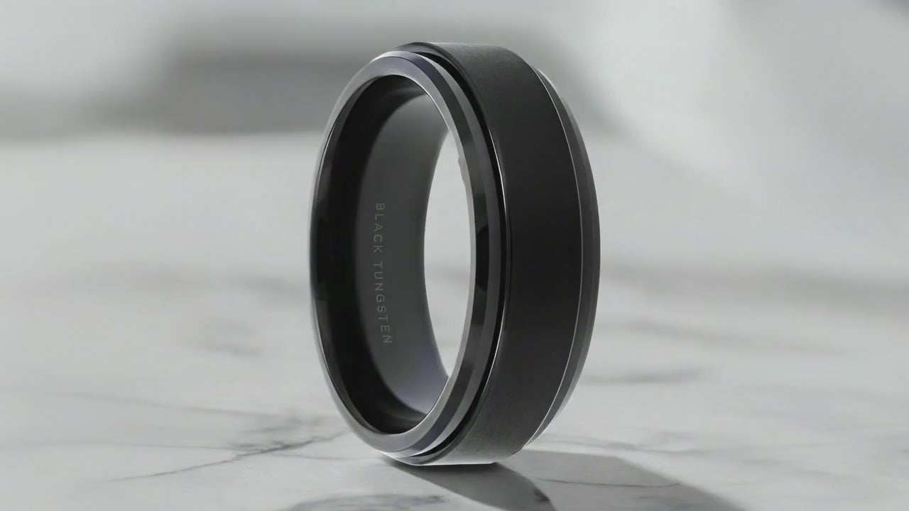 REVOLVE | Black Tungsten Carbide Wedding Ring | Aydins – Aydins