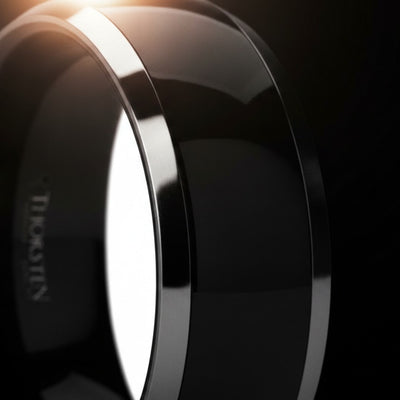 CARRERA | Black Ceramic Ring, Silver Edges, Beveled — cinematic product Reel
