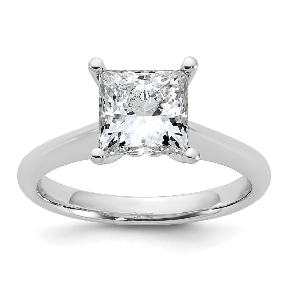 14k White Gold 2 carat Certified Lab Grown Diamond VS+ F+ Princess 8X Complete Solitaire Ring - authentic supplier studio photograph