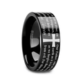 PSALM black tungsten ring with Lord's Prayer text laser-engraved around the band – Aydins Jewelry