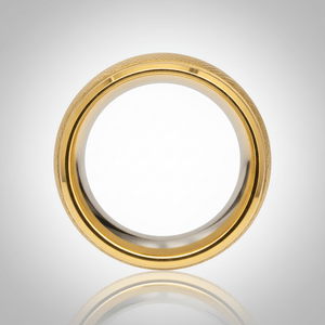 PYXIS — Center-through axial view — men's tungsten wedding ring.