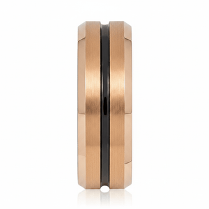 QUAKE — angled view — men's tungsten carbide wedding ring | Aydins Jewelry