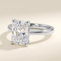 Radiant lab-grown diamond solitaire engagement ring, 925 Sterling Silver, studio hero