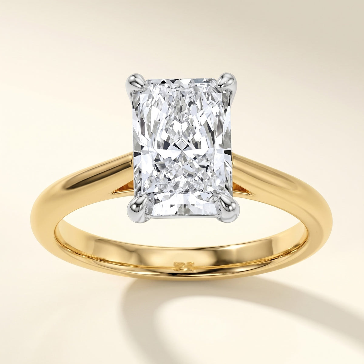 HELENA radiant lab-grown diamond ring in 14K two-tone gold, front view, approx. 1 ct center