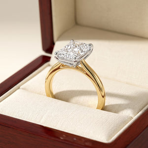 HELENA radiant lab-grown diamond ring in 14K two-tone gold, in cherry-wood box, approx. 1 ct center
