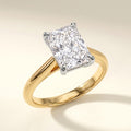 BIANCA radiant lab-grown diamond ring in 10K two-tone gold, studio hero, approx. 1 ct center