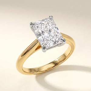 BIANCA radiant lab-grown diamond ring in 10K two-tone gold, studio hero, approx. 1 ct center