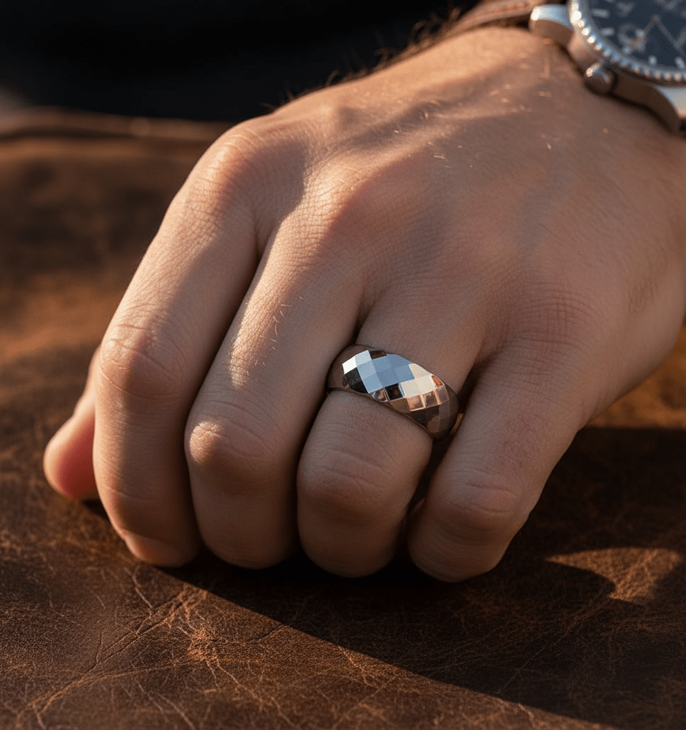 RANGER — lifestyle on hand — men's tungsten carbide wedding ring | Aydins Jewelry