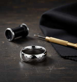 RANGER — close-up detail — men's tungsten carbide wedding ring | Aydins Jewelry