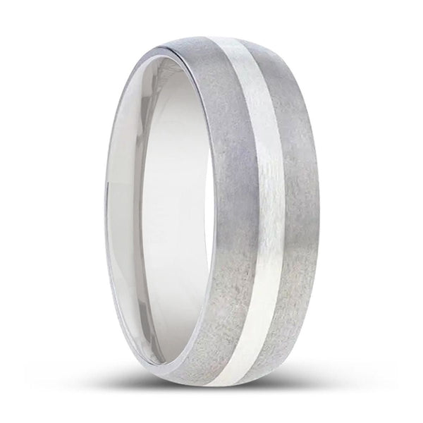 REN | Titanium Ring, Silver Inlay, Domed Brushed finished Edges - Rings - Aydins Jewelry - 1