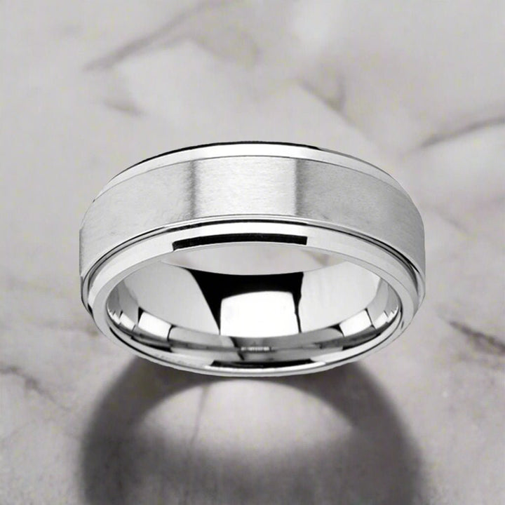 REVOLUTION | Silver Tungsten Ring, Fidget Spinner, Beveled - Rings - Aydins Jewelry - 2