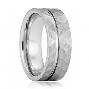 ROCCO — Hero product shot — men's tungsten wedding ring.