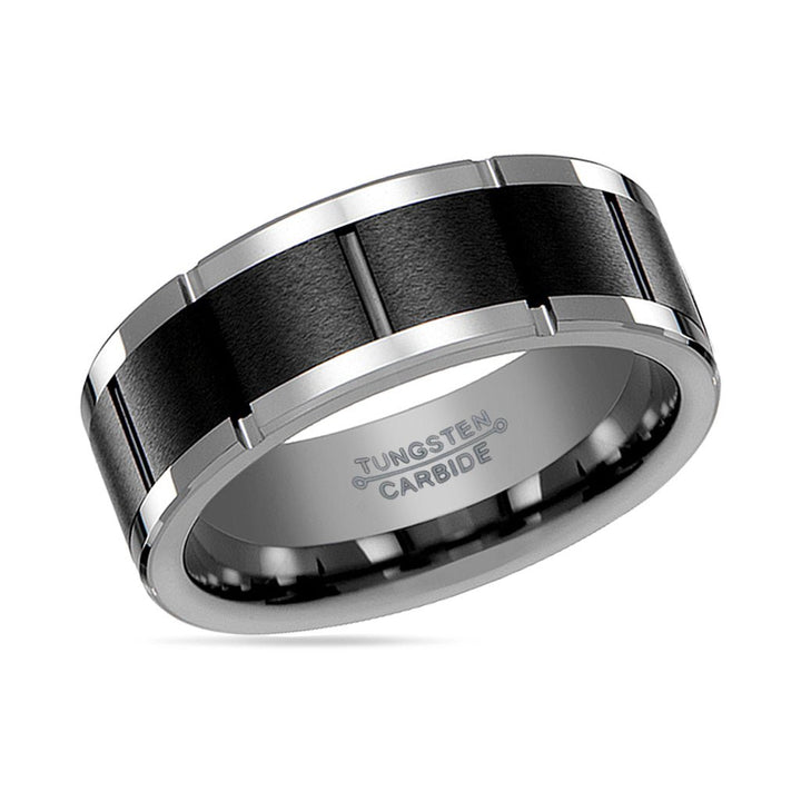 ROCHESTER | Tungsten Ring Horizontal Grooved Black - Rings - Aydins Jewelry - 2