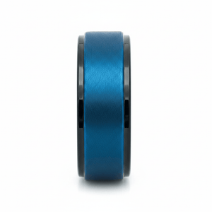 ROCKET — Front-facing straight-on view — men's tungsten wedding ring.