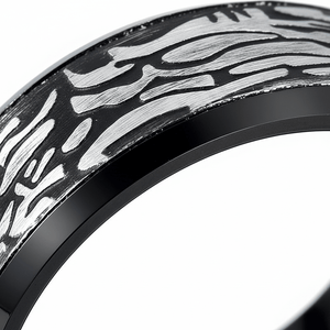 ROCKFORGE — close-up detail — men's tungsten carbide wedding ring | Aydins Jewelry
