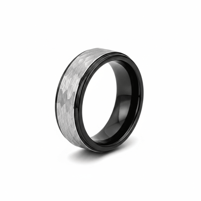 ROCKY — hero shot — men's tungsten carbide wedding ring | Aydins Jewelry
