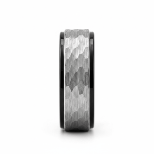 ROCKY — angled view — men's tungsten carbide wedding ring | Aydins Jewelry