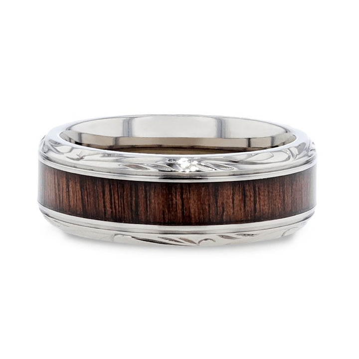 ROSENTRA | Titanium Ring, Rosewood Inlay, Beveled Edges - Rings - Aydins Jewelry - 4