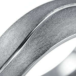 ROUGHZEN — Extreme macro detail — men's tungsten wedding ring.