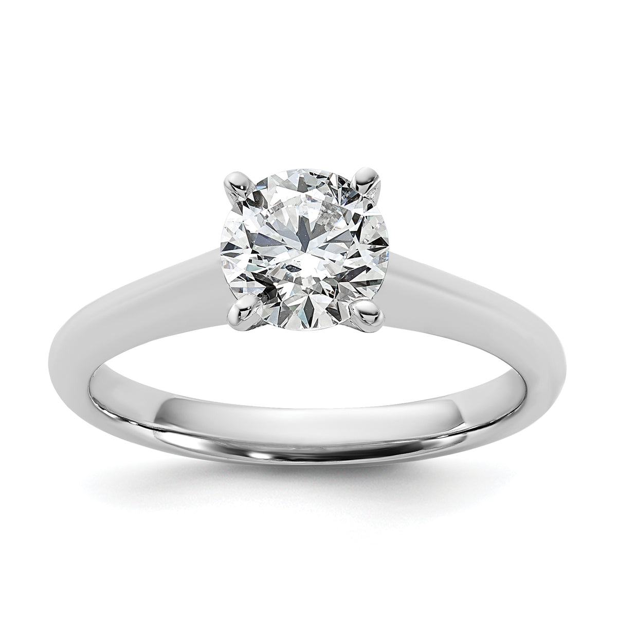 14k White Gold 1 carat Certified Lab Grown Diamond VS+ F+ Round 8X Complete Solitaire Ring - authentic supplier studio photograph