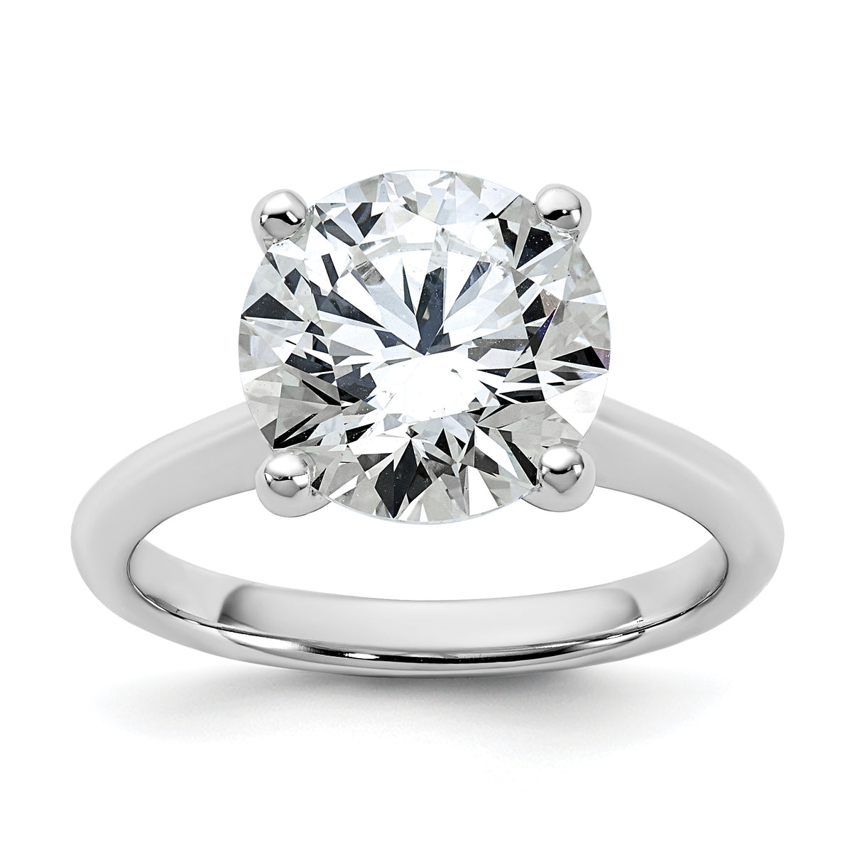 14k White Gold 4 carat Certified Lab Grown Diamond VS+ F+ Round 8X Complete Solitaire Ring - authentic supplier studio photograph