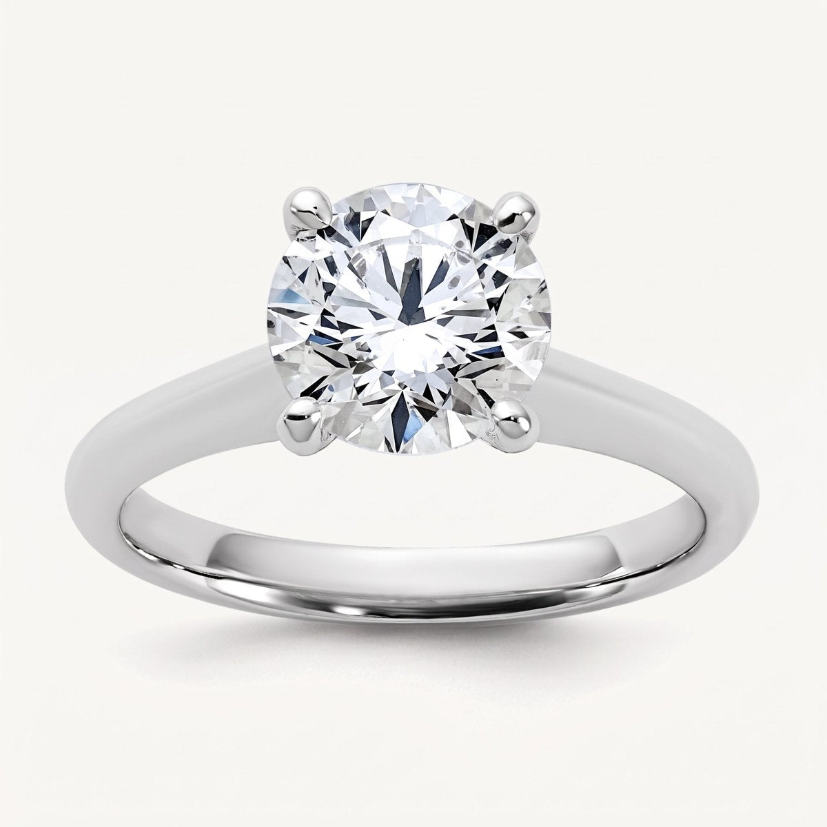 Round lab-grown diamond solitaire engagement ring, in White Gold, studio hero