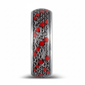 SCARLETLINK — Front-facing straight-on view — men's tungsten wedding ring.