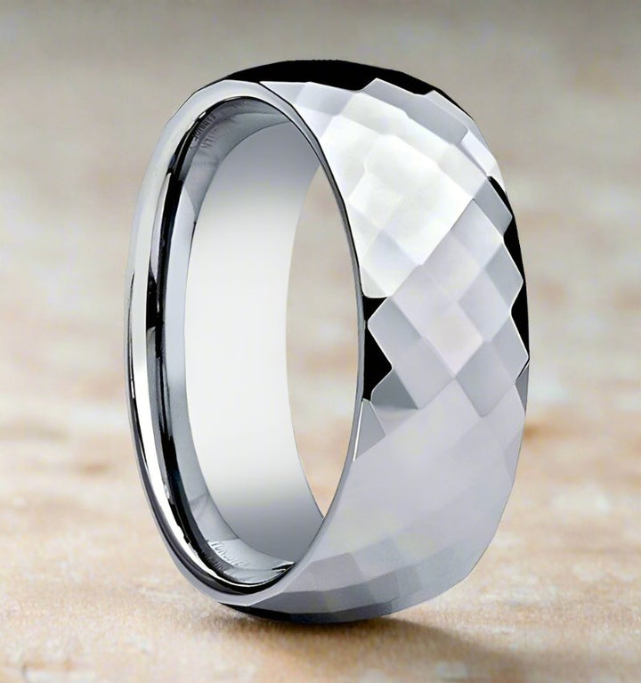 SCOTTSDALE | Tungsten Ring, Diamond Faceted, Domed - Rings - Aydins Jewelry - 3