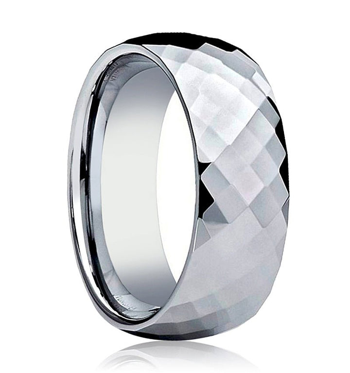 SCOTTSDALE | Tungsten Ring, Diamond Faceted, Domed - Rings - Aydins Jewelry - 1