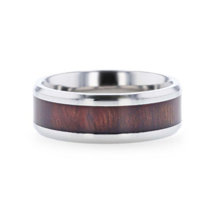 SEQUOIA | Titanium Ring, Redwood Inlay, Polished Beveled Edges - Rings - Aydins Jewelry - 4