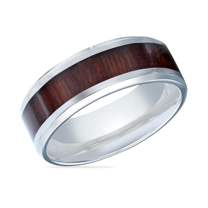 SEQUOIA | Titanium Ring, Redwood Inlay, Polished Beveled Edges - Rings - Aydins Jewelry - 2