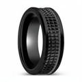 SILVERFANGNOIR — Hero product shot — men's tungsten wedding ring.
