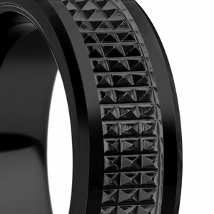 SILVERFANGNOIR — Extreme macro detail — men's tungsten wedding ring.