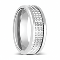SILVERFANG — Hero product shot — men's tungsten wedding ring.