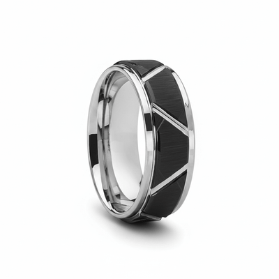 SILVERTROID — hero shot — men's tungsten carbide wedding ring | Aydins Jewelry