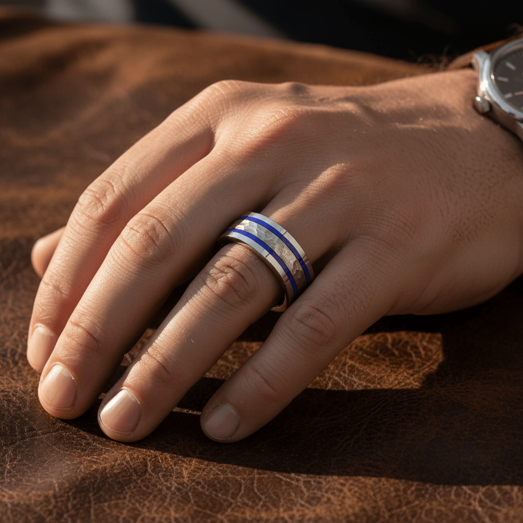 SKYFORCE — lifestyle on hand — men's tungsten carbide wedding ring | Aydins Jewelry