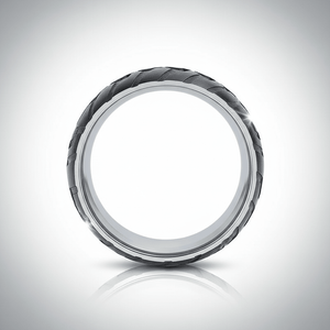 SLAYER — alternate angle — men's tungsten carbide wedding ring | Aydins Jewelry