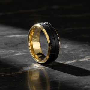 SOLSTICE — detail view — men's tungsten carbide wedding ring | Aydins Jewelry