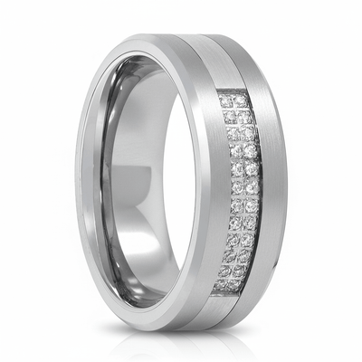 SPARKLUXE — hero shot — men's tungsten carbide wedding ring | Aydins Jewelry