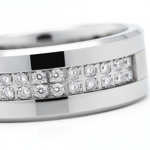SPARKLUXE — close-up detail — men's tungsten carbide wedding ring | Aydins Jewelry