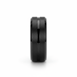 SQUAD — angled view — men's tungsten carbide wedding ring | Aydins Jewelry