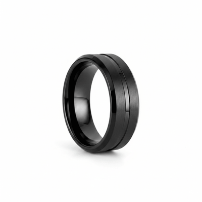 SQUAD — hero shot — men's tungsten carbide wedding ring | Aydins Jewelry