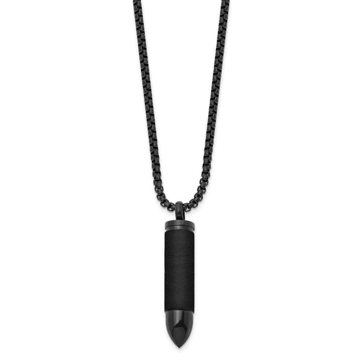 Stainless Steel Brushed and Polished Black IP - plated Bullet Capsule Pendant - Necklace - Aydins Jewelry - 2