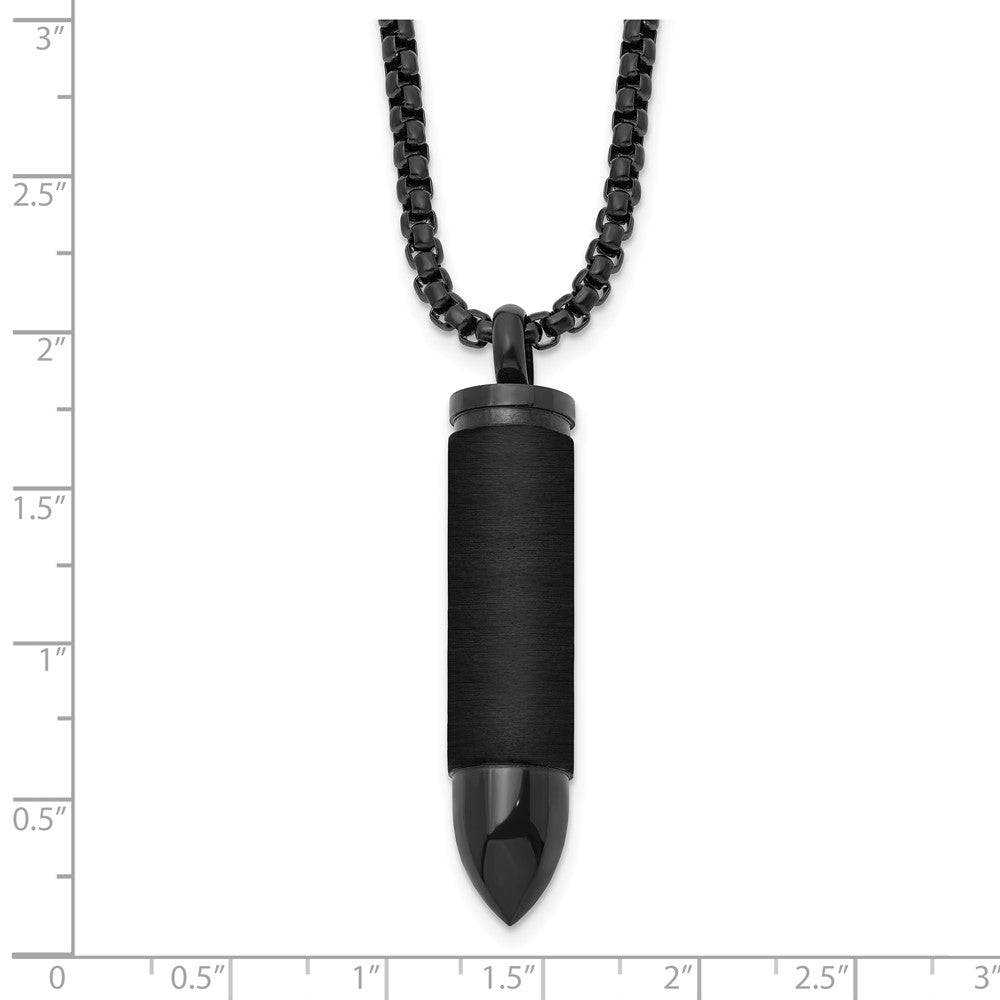 Stainless Steel Brushed and Polished Black IP - plated Bullet Capsule Pendant - Necklace - Aydins Jewelry - 5