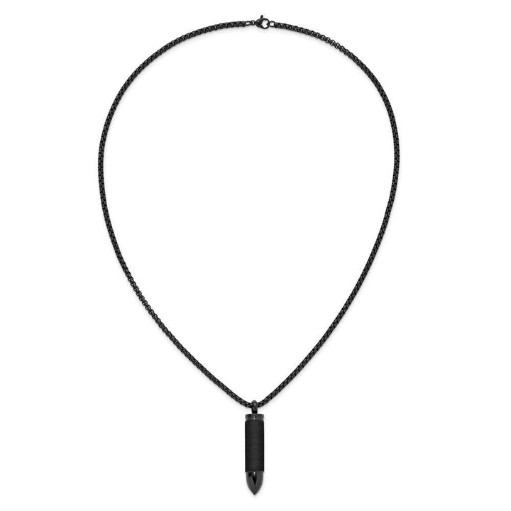 Stainless Steel Brushed and Polished Black IP - plated Bullet Capsule Pendant - Necklace - Aydins Jewelry - 4