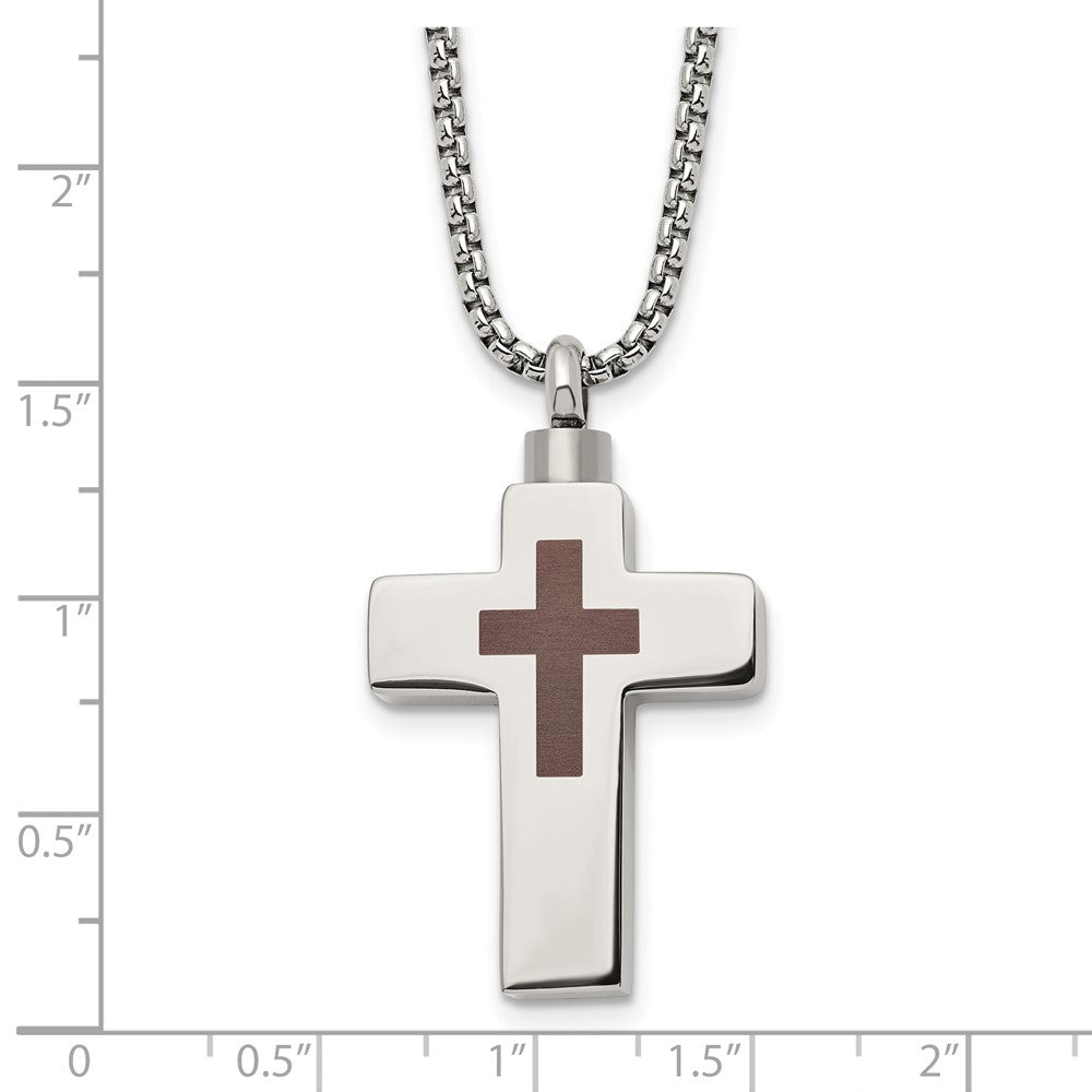 Stainless Steel Polished and Lasered Cross Ash Holder Necklace - Necklace - Aydins Jewelry - 3