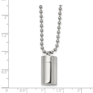 Stainless Steel Polished Capsule Necklace with 22 - inch Ball Chain - Memorial Keepsake Jewelry - Necklace - Aydins Jewelry - 2
